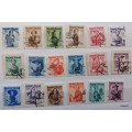 Austria - 1948-1958 - Regional Costumes Definitives - 18 Used stamps (some on paper)