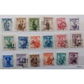 Austria - 1948-1958 - Regional Costumes Definitives - 18 Used stamps (some on paper)