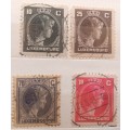 Luxembourg - 1926x1 1944x3 - Grand Duchess Charlotte - 4 Used Hinged stamps