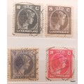 Luxembourg - 1926x1 1944x3 - Grand Duchess Charlotte - 4 Used Hinged stamps