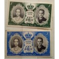 Monaco - 1956 - Royal Wedding - Prince Rainier and Grace Kelly - 2 Unused Hinged stamps