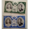 Monaco - 1956 - Royal Wedding - Prince Rainier and Grace Kelly - 2 Unused Hinged stamps
