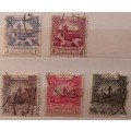 Jordan - 1947 - Buildings - 5 Used Hinged stamps
