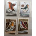 Romania - 1966 - Birds - 4 Cancelled Hinged stamps