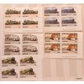 Lesotho - 1984 - Trains - Set of 5 (Corner Blocks of 4) Unused stamps