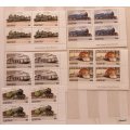 Lesotho - 1984 - Trains - Set of 5 (Corner Blocks of 4) Unused stamps