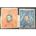 Tanganyika Kenya Uganda - 1938 - George VI - Definitive 20c and 40c - 2 Unused stamps