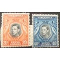 Tanganyika Kenya Uganda - 1938 - George VI - Definitive 20c and 40c - 2 Unused stamps