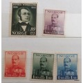 Norway - 19378 - King Haakon VII - Set of 4 Unused stamps + 1945 - Henrik Wergeiand - 1 Unused stamp