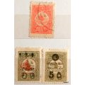 Turkey (Ottoman Empire) - 1910 - Tughra of Sultan Rechad - 3 Hinged stamps (2 with overprints)