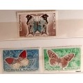 Madagascar - 1960 - Butterflies and Moths - 3 Unused Hinged stamps