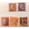 Sweden - 1922 and 1939  King Gustaf V Definitives - 1939 P H Ling - 5 Used Hinged stamps
