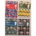 GB - 1982 - Textile Designs - Set of 4 Used stamps