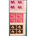 Botswana - 1974 - Gem stones - 3 Mint Blocks of 4 each