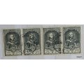 Belgium - 1952 - 13th UPU Congress Brussels - 5F - Strip of 4 Used stamps