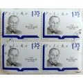 Poland - 1969 - Leon Kruczkowski (Writer) - Block of 4 cancelled stamps
