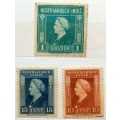 Nederlands Indie - 1945 - Queen Wilhelmina - 3 Unused Hinged stamps