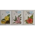 Cuba - 1977 - Flowers - 3 Used stamps (some paper creasing)