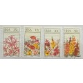 RSA - 1985 - Flower Emigrants of South Africa - Set of 4 Used prev mounted stamps