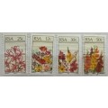RSA - 1985 - Flower Emigrants of South Africa - Set of 4 Used prev mounted stamps