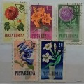 Romania - 1964 - Garden Flowers - 5 Used stamps (some paper thinning and crinkling)
