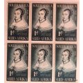 Union of South Africa - 1952 - Van Riebeeck Festival - Block of 6 Unused 1d stamps