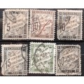 France - 1882-96 - 6 Used Hinged Postage Due stamps (Some damage)