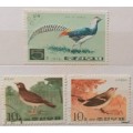 Korea - 1973 (2) and 1976 (1) - Birds - 3 Cancelled Hinged stamps