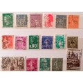France - Mixed Lot of 17 Used stamps