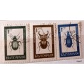 Bulgaria - 1968 - Insects - 3 Cancelled Hinged stamps