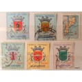 Mozambique - 1954 Map (1) - 1961 Coat of Arms (5) - 6 Used Hinged stamps