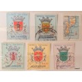 Mozambique - 1954 Map (1) - 1961 Coat of Arms (5) - 6 Used Hinged stamps
