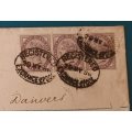 Registered Envelope - Post Mark dated 1886 - 3 Queen Victoria stamps - Posted to South Africa