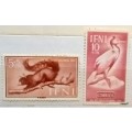 Spanish Ifni - 1952 Bird and 1955 Squirrel - 2 Unused stamps