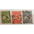 Australia - Kangaroo and Map - 3 Used stamps