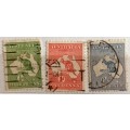 Australia - Kangaroo and Map - 3 Used stamps