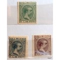 Isla de Cuba - 1896 - King Alfonso XIII - 3 Unused Hinged stamps