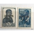Russia - 1939 - Defins - German (Nazi) Occupation - Ovpnt: Latvija 1941 - 2 Unused stamps