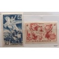 France - 1945 - Liberation of France and Liberation of Alsace and Lorraine - 2 Unused Hinged stamps