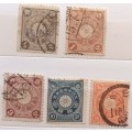 Japan -  1899-1907 - Imperial Chrysanthemum - 5 Used stamps