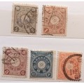 Japan -  1899-1907 - Imperial Chrysanthemum - 5 Used stamps