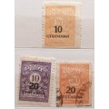 Bulgaria - 1915 - Numbers (Postage Due) - Opt and Re-valued 1924 - 1 Used 2 Unused Hinged stamps