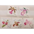 Germany (DDR) - 1968 - Orchids - 5 Cancelled Hinged stamps