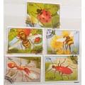 Sharjah - 1972 - Insects - 5 Cancelled Hinged stamps