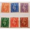 GB - 1951 - George VI - 6 Used Hinged stamps