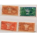 Switzerland - 1940`s - Wheat bundle - 4 Used Hinged Revenue Stamps