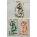 Madagascar - 1946 - Warrior - 3 Unused Hinged stamps