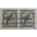 New Zealand - 1937 - Official 1/- Pair Used stamps
