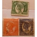 Queensland - 1895 1/2d, 1d, 2d - Victoria - 3 Used Hinged stamps