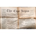The Cape Argus - Thursday January 2, 1896 - Fair condition.  Some tears along fold lines.